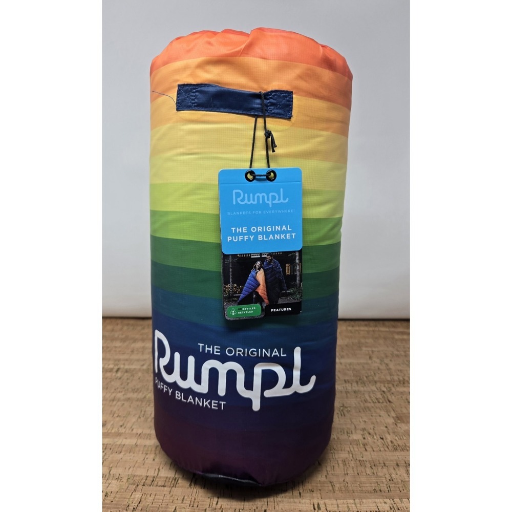 Rumpl Original Puffy Blanket Rainbow Fade Camping Outdoor Sz 52x75" 1 Person